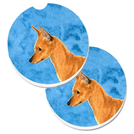 Carolines Treasures Blue Min Pin Set of 2 Cup Holder Car Coaster SS4742-BUCARC